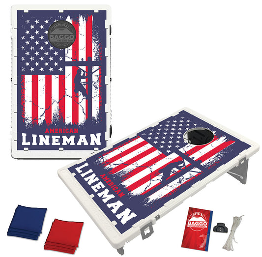 USA Flag Lineman Portable Cornhole 2'x3' Baggo Bean Bag Toss Game