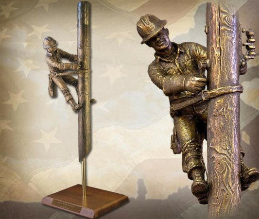 Lineman Statue HIGH WOOD WALKER – BRONZETONE MG117